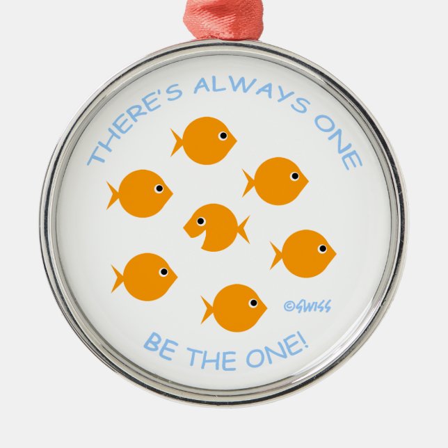 Inspirational Teacher Quote Cute Goldfish Cartoon Metal Tree Decoration (Front)