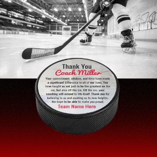 Inspirational Thank You Coach On Ice Hockey Rink Hockey Puck