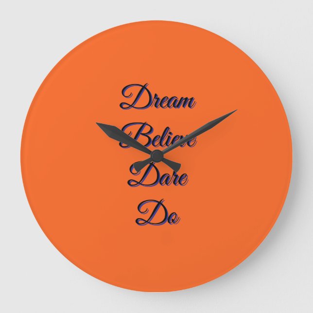 Inspirational Typography Burnt Orange Modern Clock (Front)