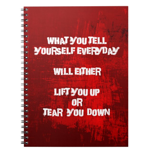 Inspirational Typography Quote on Self-Esteem Spiral Notebook (Front)