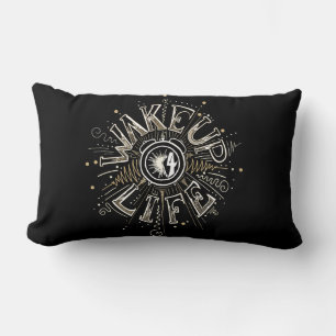Inspirational WAKE UP 4 LIFE quote illustration Lumbar Cushion