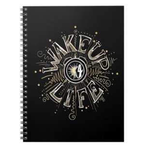 Inspirational WAKE UP 4 LIFE quote illustration Spiral Notebook