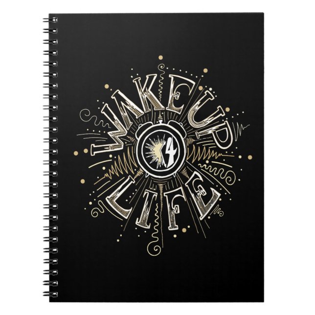 Inspirational WAKE UP 4 LIFE quote illustration Spiral Notebook (Front)