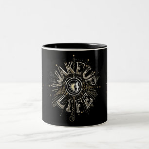 Inspirational WAKE UP 4 LIFE quote illustration Two-Tone Coffee Mug
