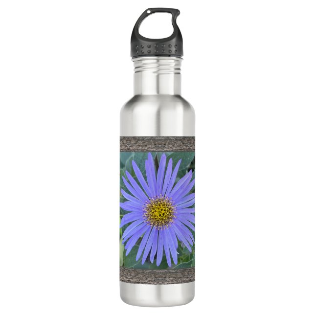 Inspirational Water Bottle With Blue Aster (Front)
