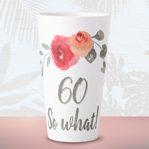 Inspirational Watercolor 60th Birthday Floral Latte Mug