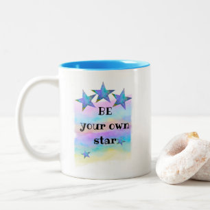 Inspirational watercolor art be your own star Two-Tone coffee mug