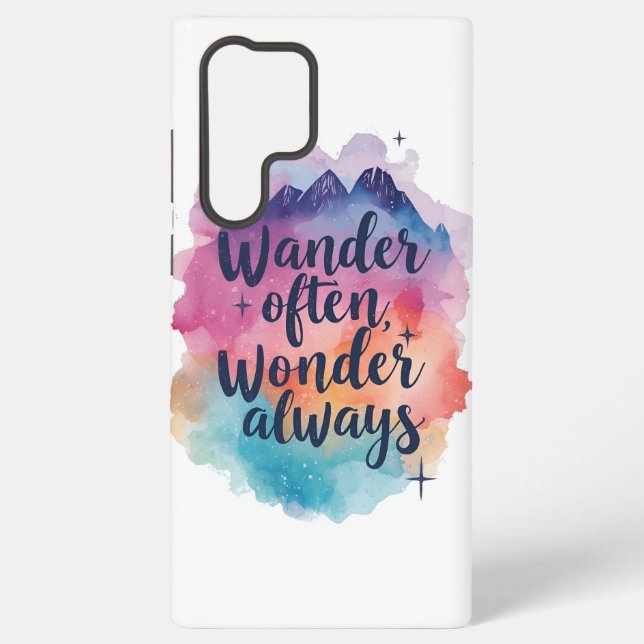 Inspirational Watercolor Wanderlust Message Samsung Galaxy S22 Ultra Case (Back)