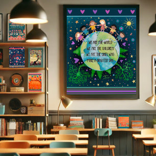 Inspirational We Are The World Kids Quote  Poster