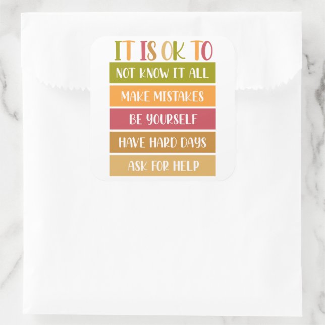 Inspirational Wellness Quote Square Sticker (Bag)