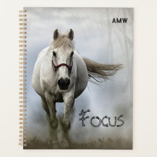 Inspirational, White Horse, Focus, Monogram Planner