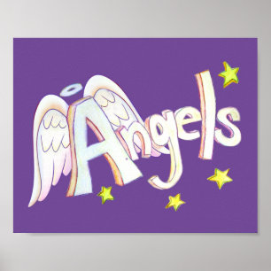 Inspirational Word Angels Art Poster Print