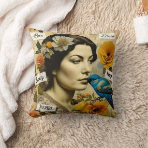 Inspirational Words and Vintage Lady Personalized Cushion