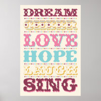 Inspirational Words/ Dream/ Love/ Hope Poster