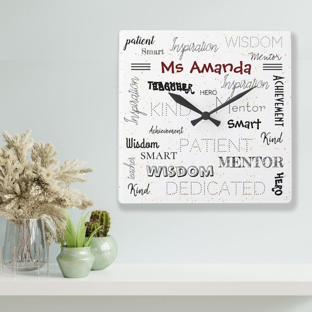 Inspirational Words Mentor Teacher Appreciation Square Wall Clock (Inspirational Words Mentor Teacher Appreciation Square Wall Clock)