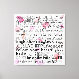 Inspirational Words Rose Petals Canvas Print