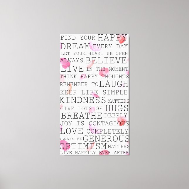 Inspirational Words Rose petals Canvas Print (Front)