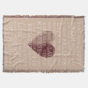 Inspirational Words Watercolor Heart Throw Blanket