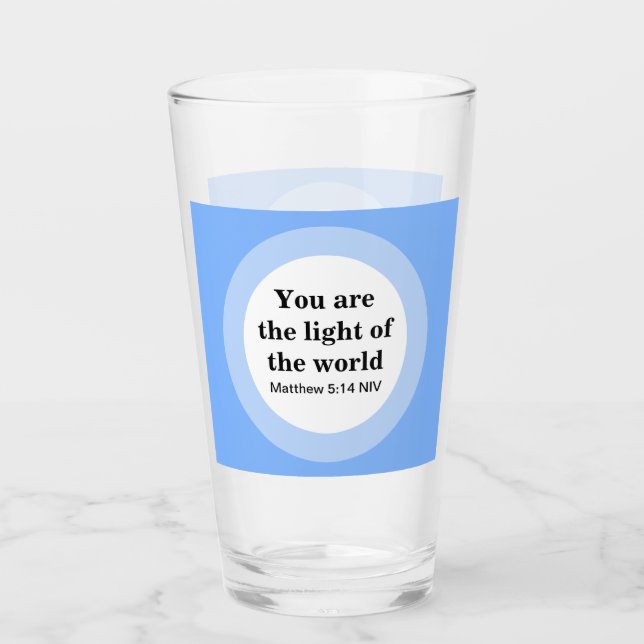 Inspirational You are the light of the World Blue Glass (Front)