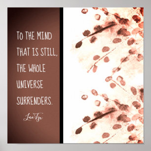 inspirational zen quote Lao Tzu nature art brown  Poster