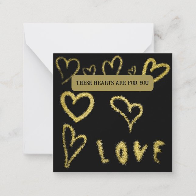 *~  Inspire AP62 Kindness gold HEARTS Note Card (Front)