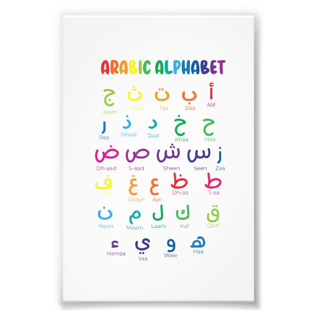 Inspire Arabic Learning: Beautiful Alphabet Art Photo Print (Front)