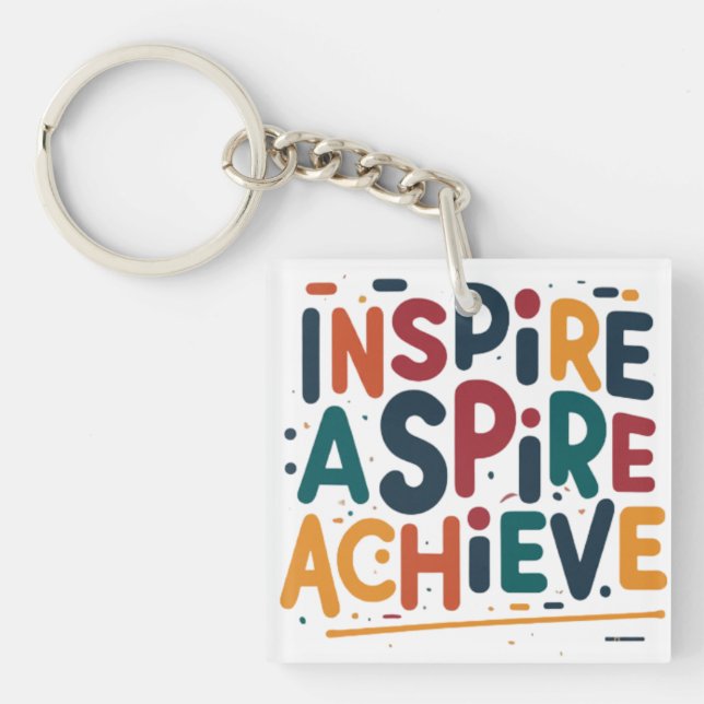 Inspire Aspire Achieve Square Keychain (Front)