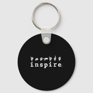 inspire brand ASL American Sign Language Deaf Awar Key Ring