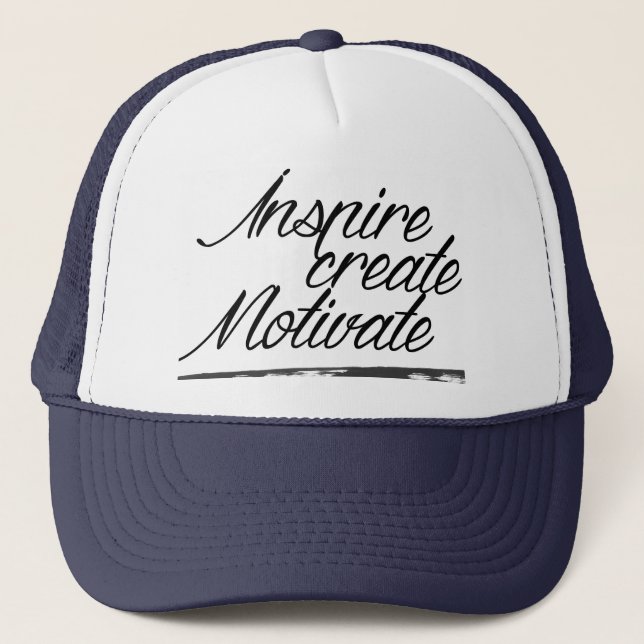 Inspire, create, motivate trucker hat (Front)