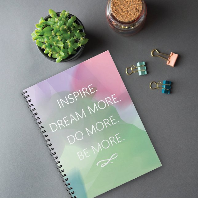 Inspire Dream Quote Abstract Watercolor Spiral Notebook (Creator Uploaded)