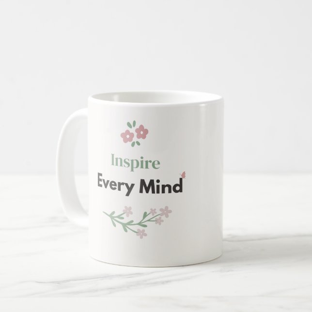 Inspire Every Mind Teacher Floral  Coffee Mug (Front Left)