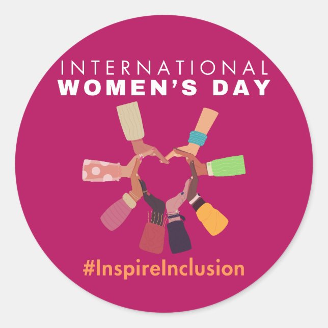 Inspire Inclusion International Women's Day Classic Round Sticker (Front)