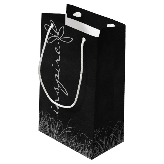 INSPIRE text on black chalkboard Small Gift Bag (Back Angled)