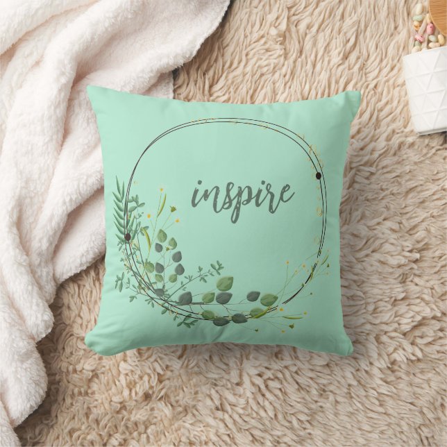 Inspire With Floral Botanical Frame Cushion (Blanket)