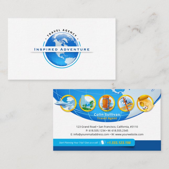 Inspired Adventure | Tourism | Travel Agent Business Card (Front/Back)