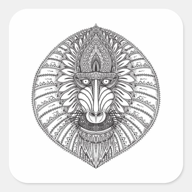 Inspired Baboon Face Square Sticker (Front)