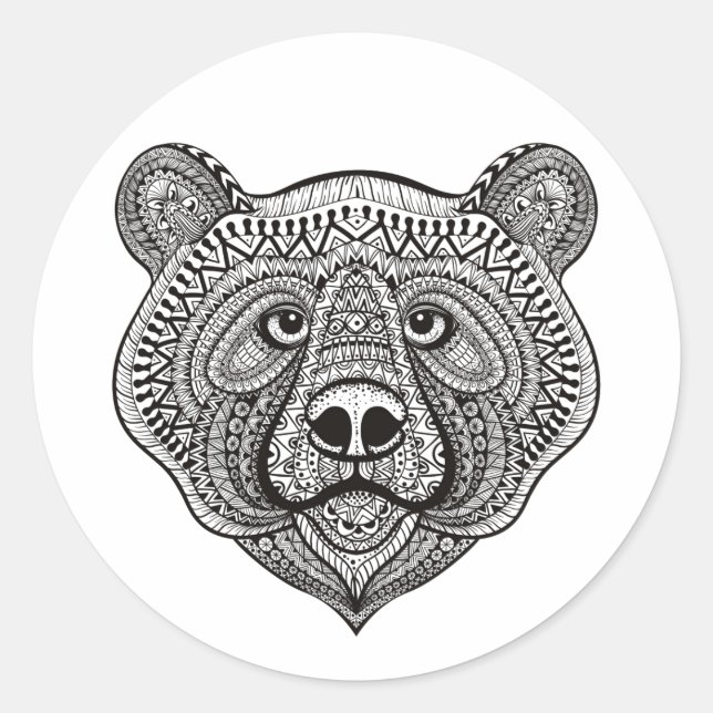Inspired Bear Face Classic Round Sticker (Front)
