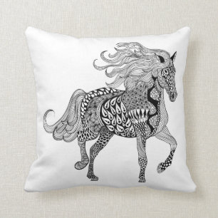 Inspired Black Horse Cushion