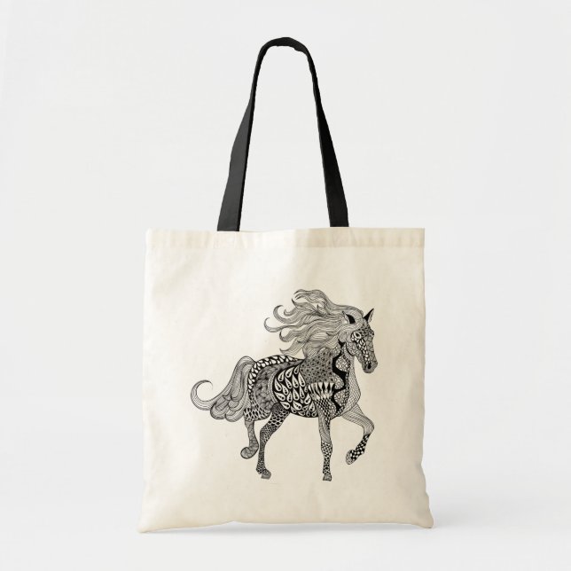 Inspired Black Horse Tote Bag (Front)