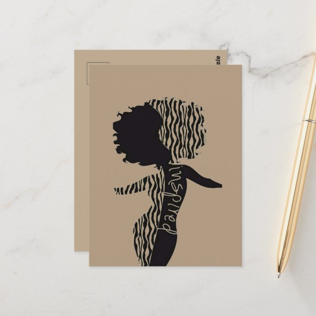 "Inspired" Black & Tan Woman Pose Postcard (Front/Back In Situ)