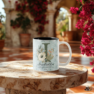 Inspired Boho Chic Floral Initial Mug for Isabella