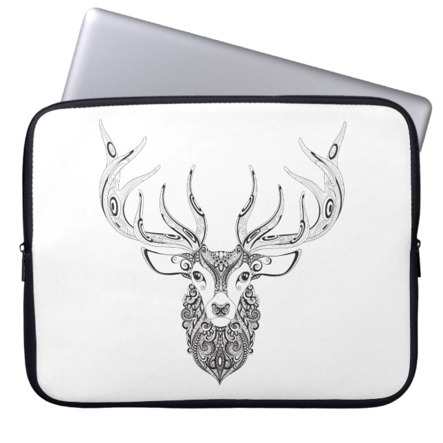 Inspired Deer Horned Head Laptop Sleeve (Front)