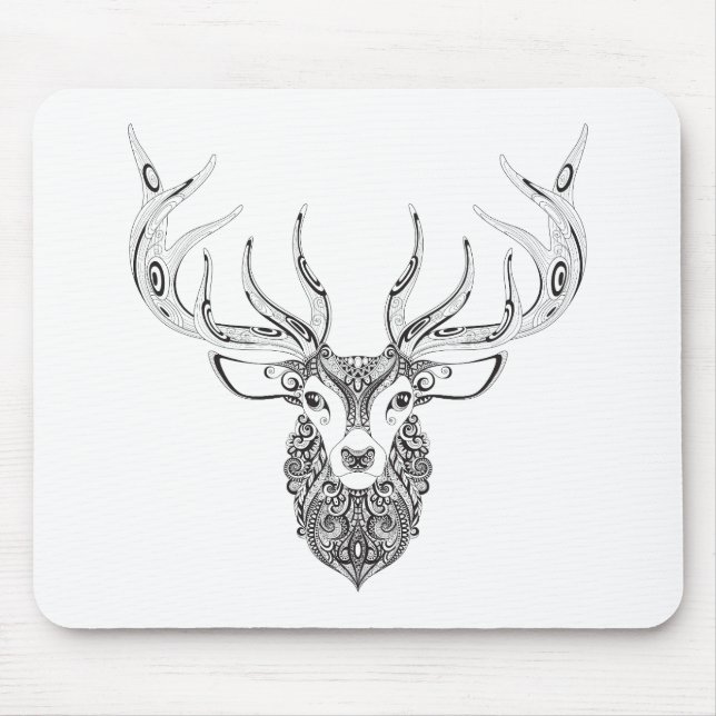 Inspired Deer Horned Head Mouse Pad (Front)