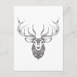 Inspired Deer Horned Head Postcard