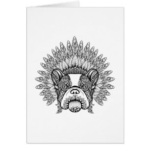 Inspired French Bulldog In War Bonnet