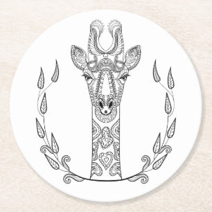 Inspired Giraffe Round Paper Coaster