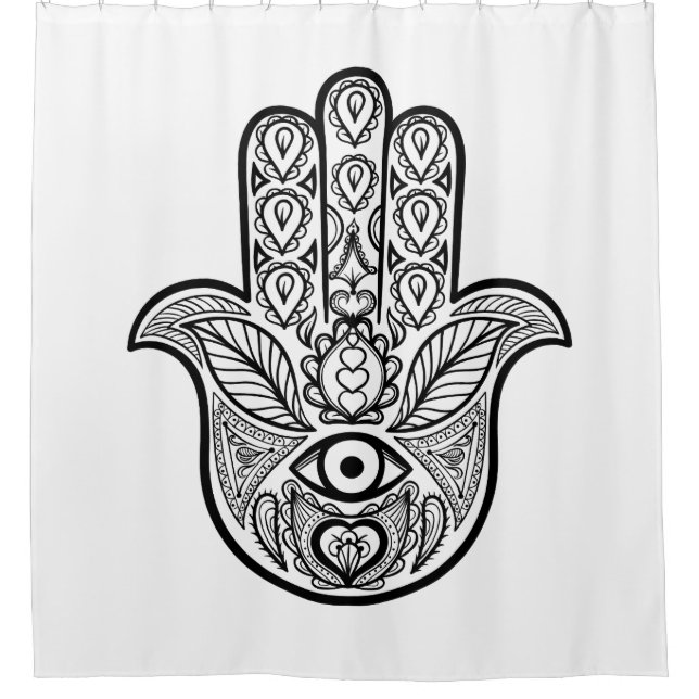 Inspired Hamsa Hand Shower Curtain (Front)