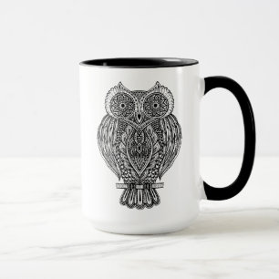 Inspired Hand Drawn Ornate Owl Mug