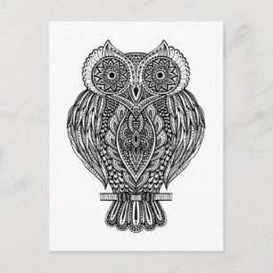 Inspired Hand Drawn Ornate Owl Postcard