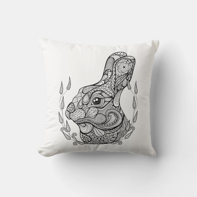 Inspired Head Of Rabbit In Wreath Cushion (Front)